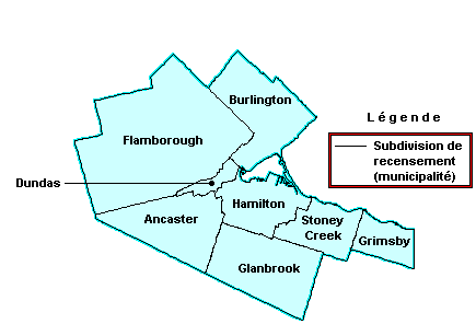 Carte : Région économique de l'assurance-emploi d'Hamilton (Voir la description complète sous l'image)