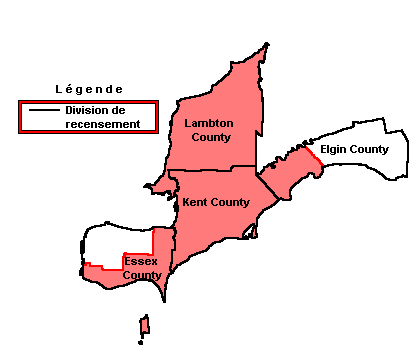 Carte : Région économique de l'assurance-emploi d'Huron (Voir la description complète sous l'image)
