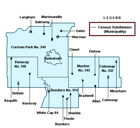 Map: EI Economic Region of Saskatoon (See full description below image)