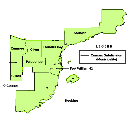 Map: EI Economic Region of Thunder Bay (See full description below image)