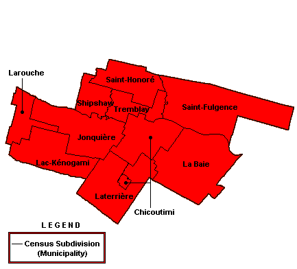 Map: EI Economic Region of Chicoutimi-Jonquiere (See full description below image)