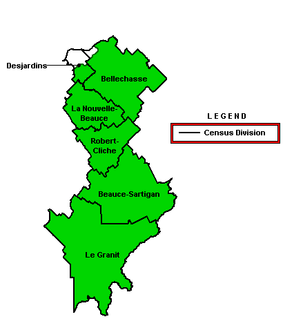 Map: EI Economic Region of South Central Quebec (See full description below image)